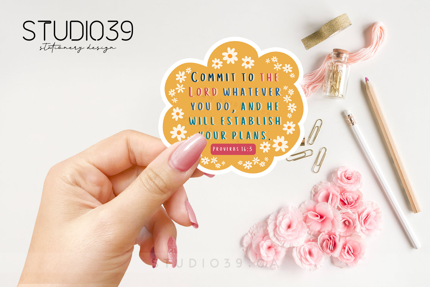 Proverbs 16:3 Vinyl Sticker, Christian Scripture & Bible Verse Stickers