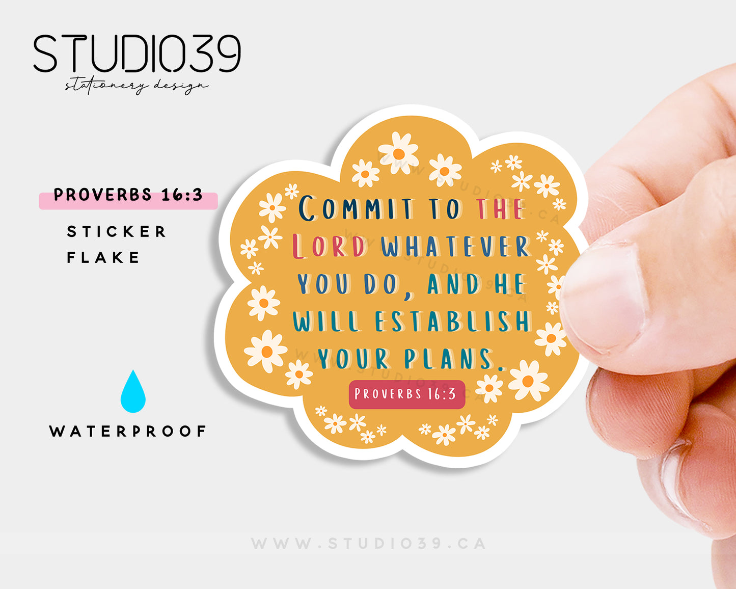 Proverbs 16:3 Vinyl Sticker, Christian Scripture & Bible Verse Stickers