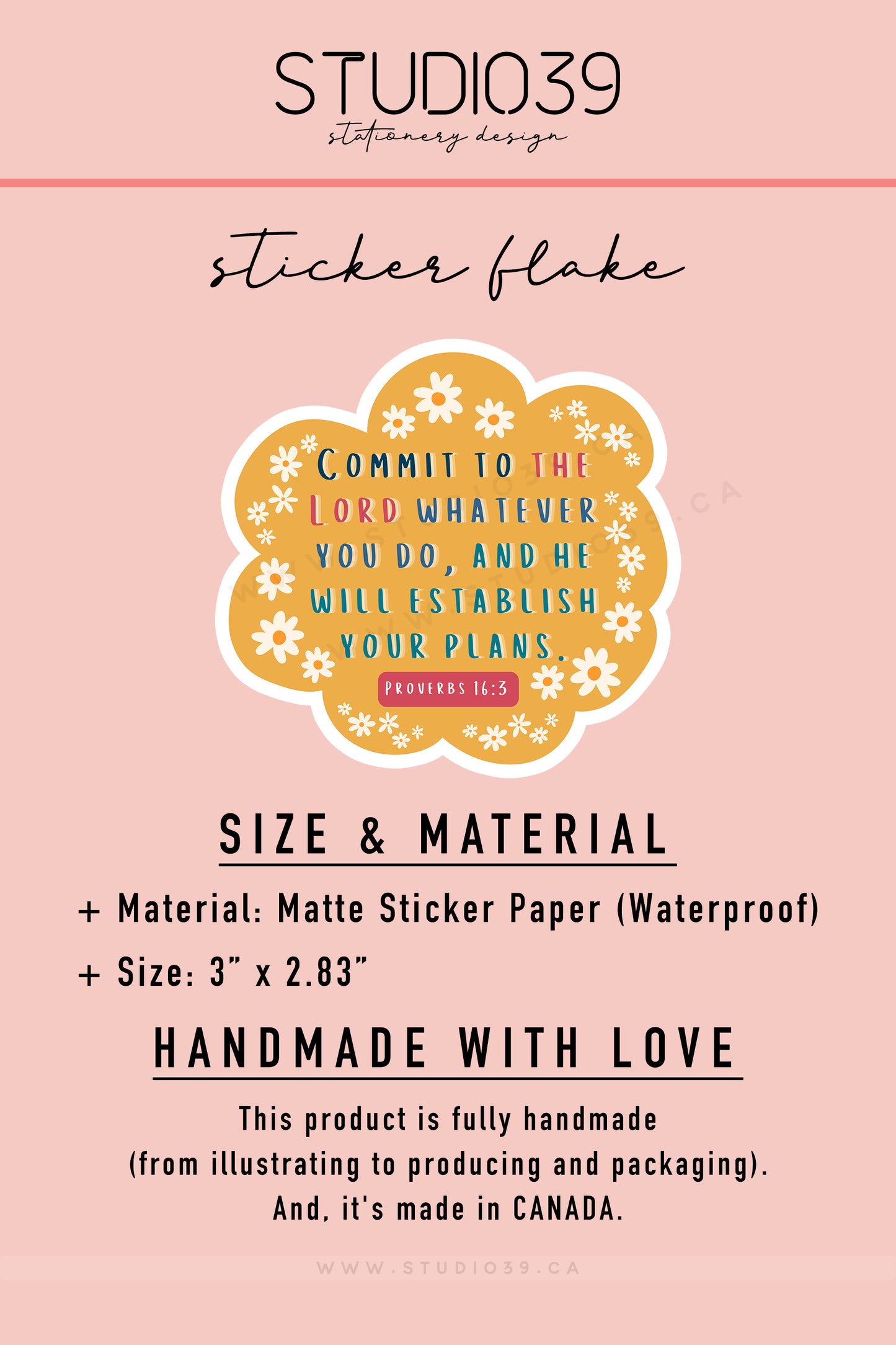 Proverbs 16:3 Vinyl Sticker, Christian Scripture & Bible Verse Stickers