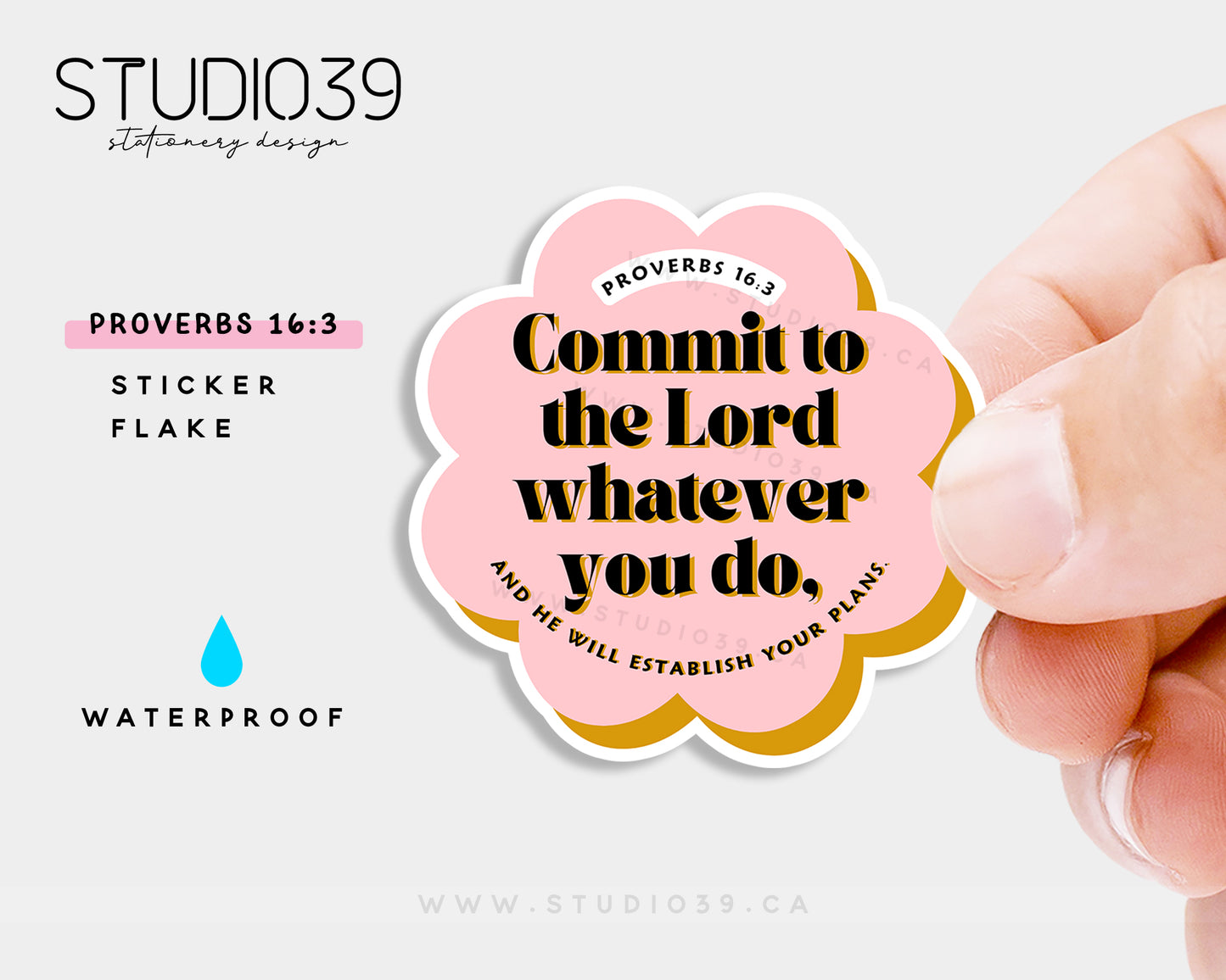 Proverbs 16:3 Vinyl Sticker, Christian Scripture & Bible Verse Stickers