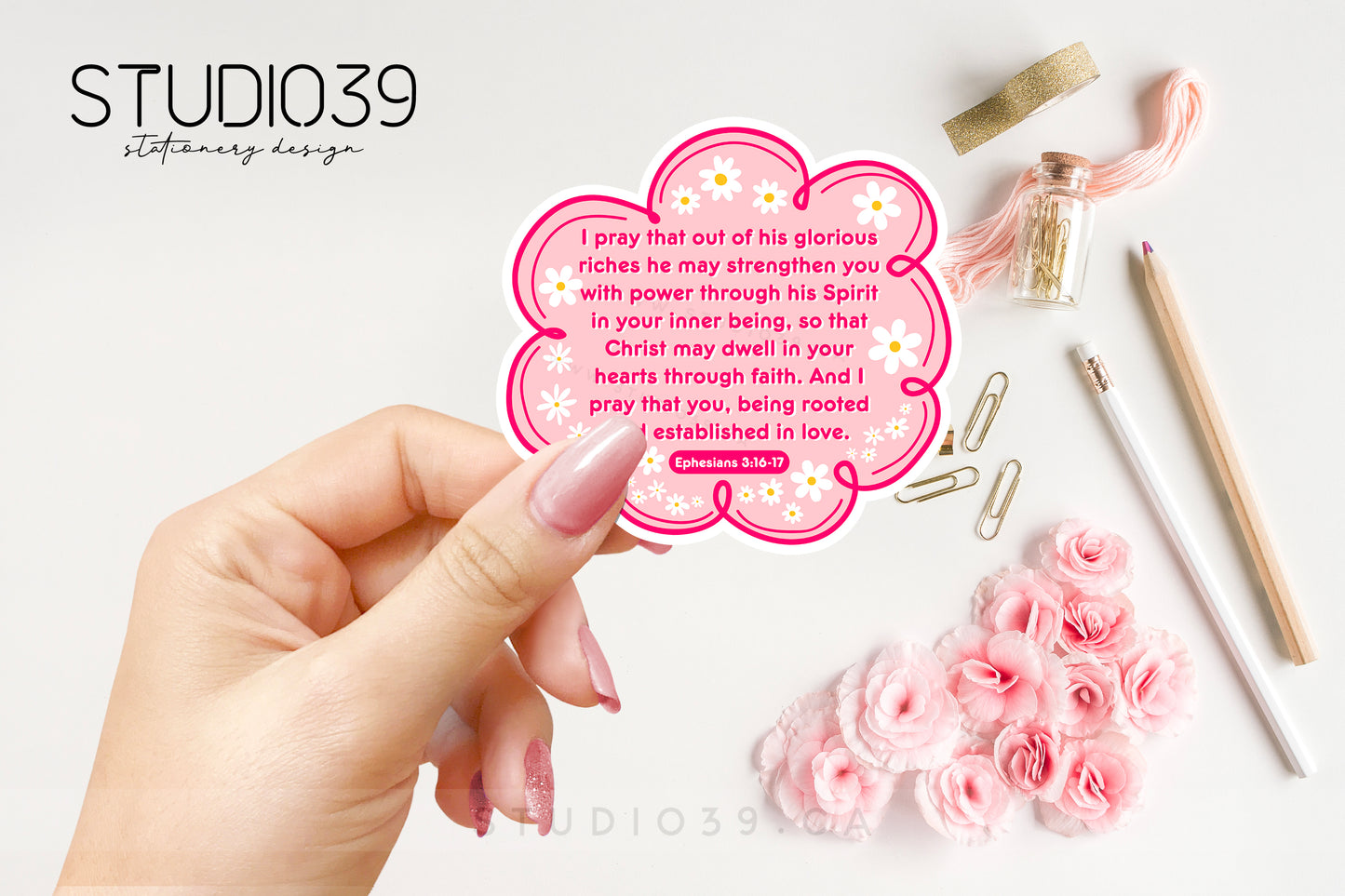 Ephesians 3:16-17 Vinyl Sticker, Christian Scripture & Bible Verse Stickers