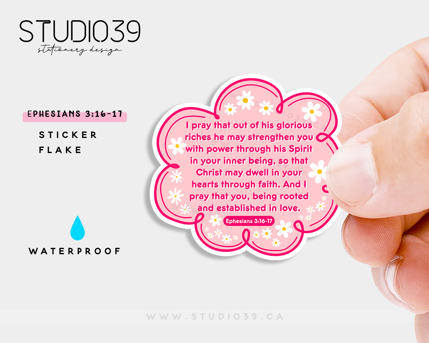 Ephesians 3:16-17 Vinyl Sticker, Christian Scripture & Bible Verse Stickers