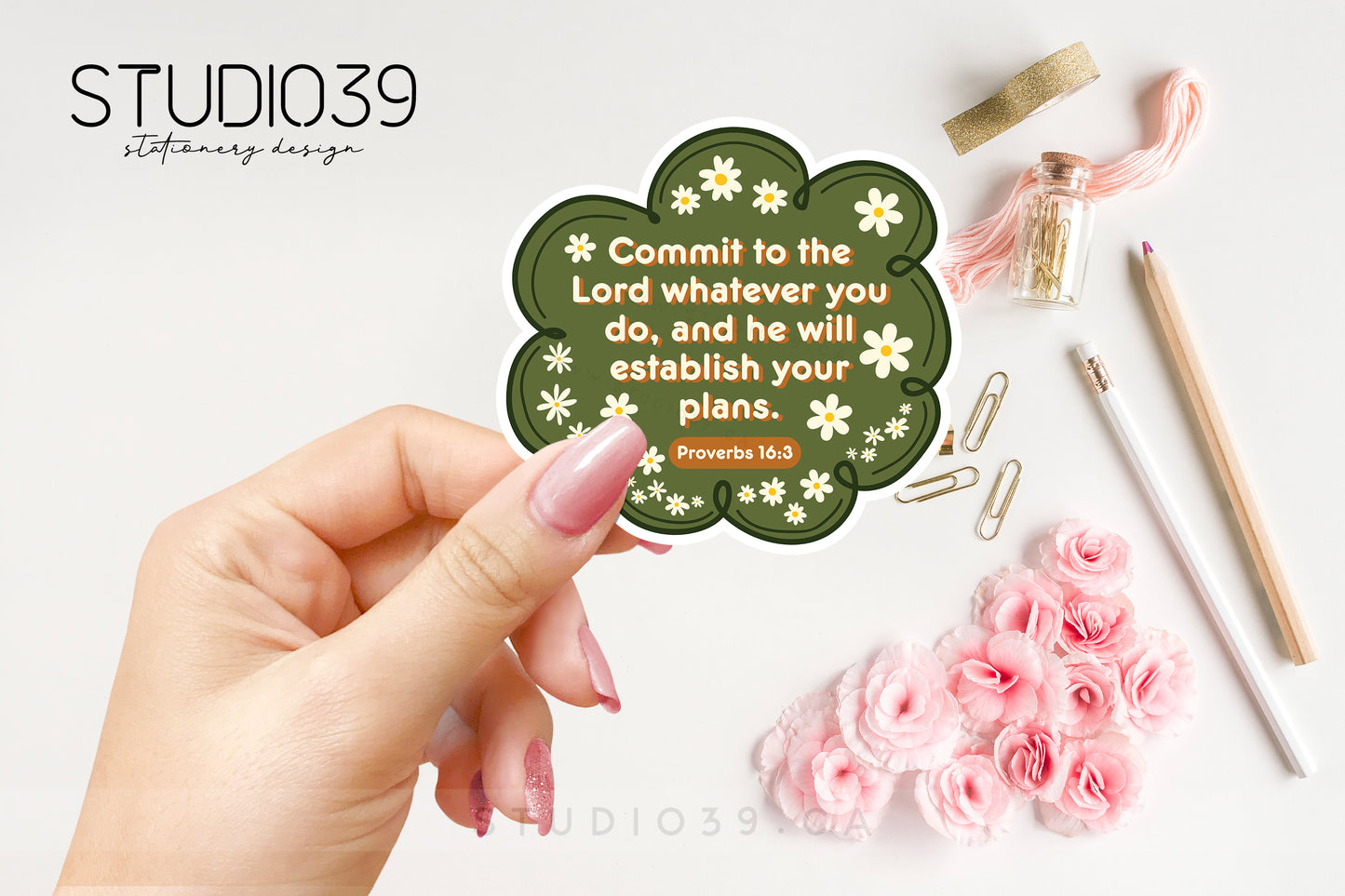 Proverbs 16:3 Vinyl Sticker, Christian Scripture & Bible Verse Stickers