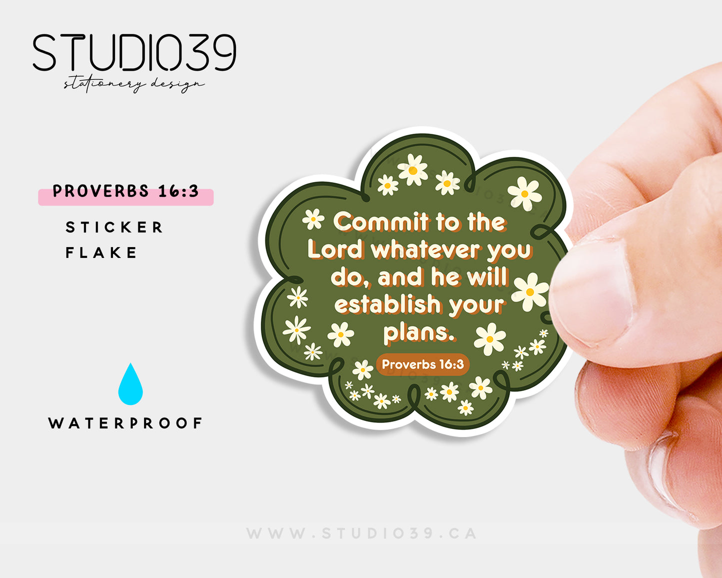 Proverbs 16:3 Vinyl Sticker, Christian Scripture & Bible Verse Stickers