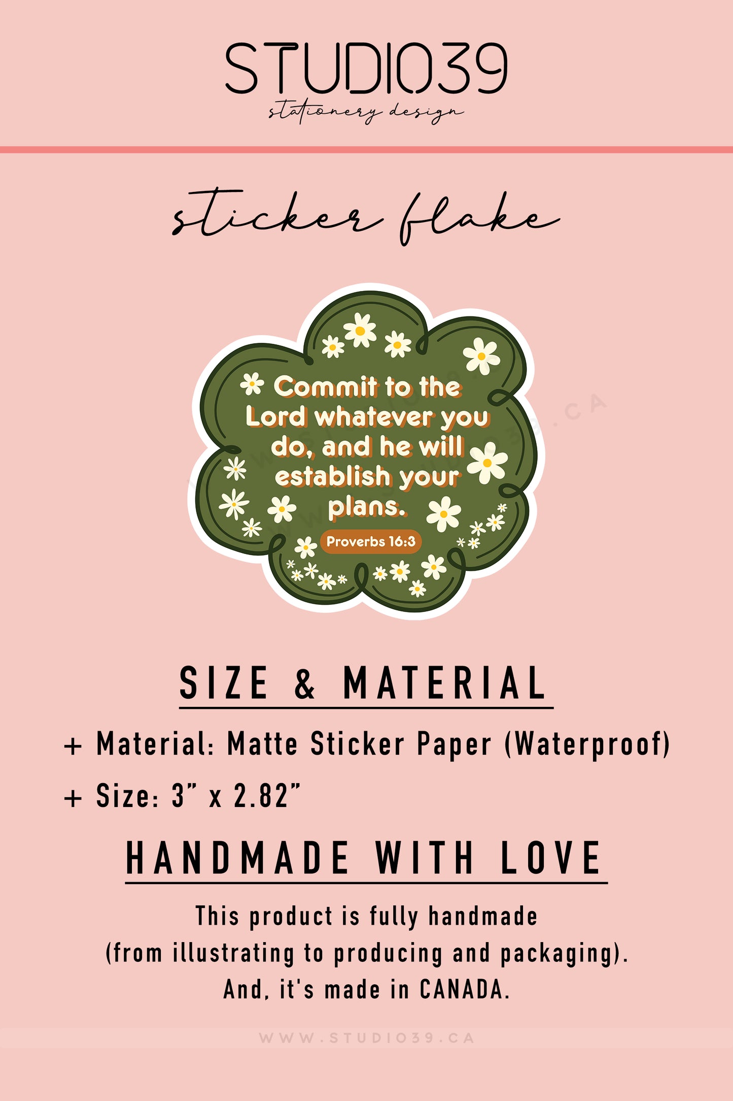 Proverbs 16:3 Vinyl Sticker, Christian Scripture & Bible Verse Stickers