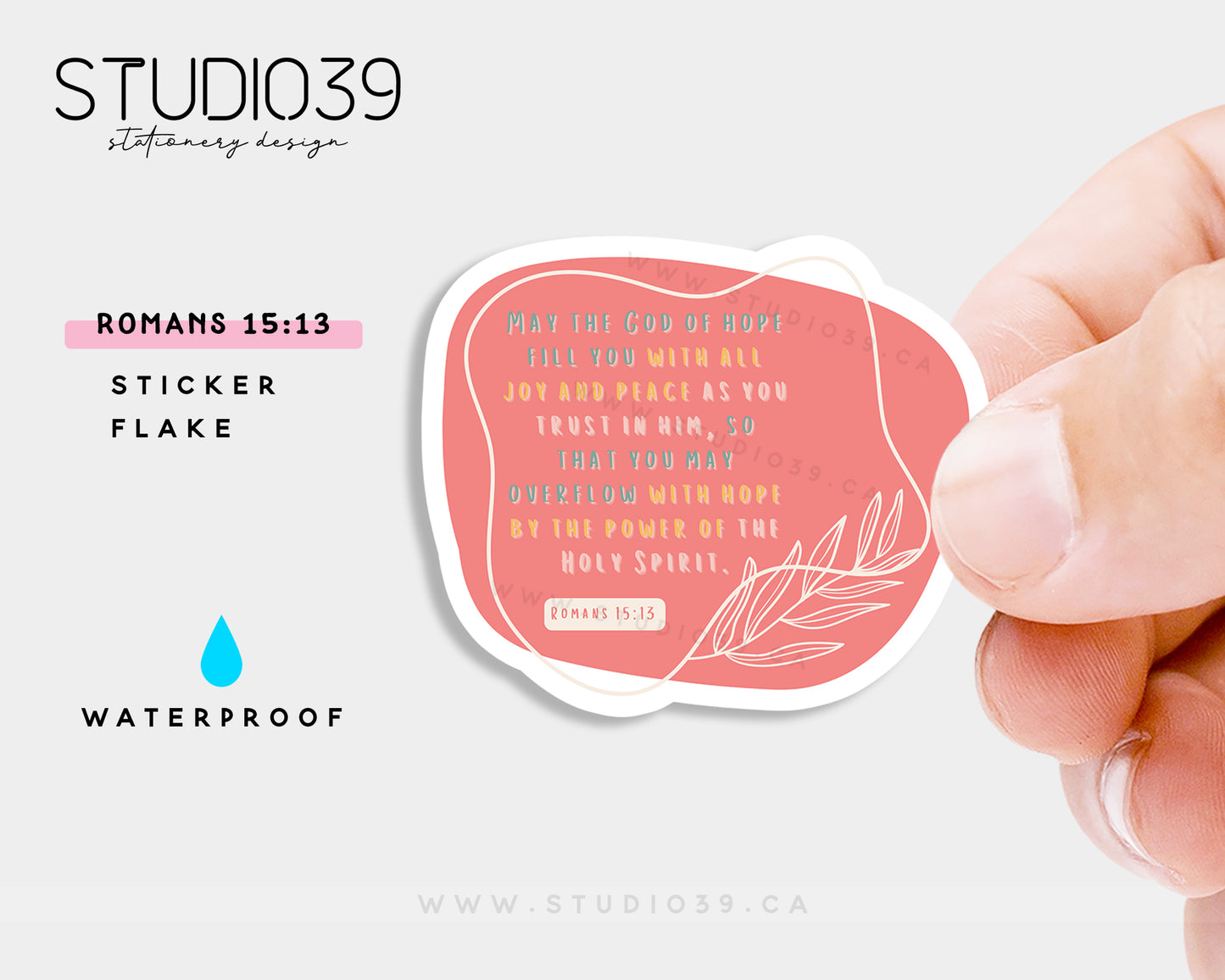 Romans 15:13 Vinyl Sticker, Christian Scripture & Bible Verse Stickers