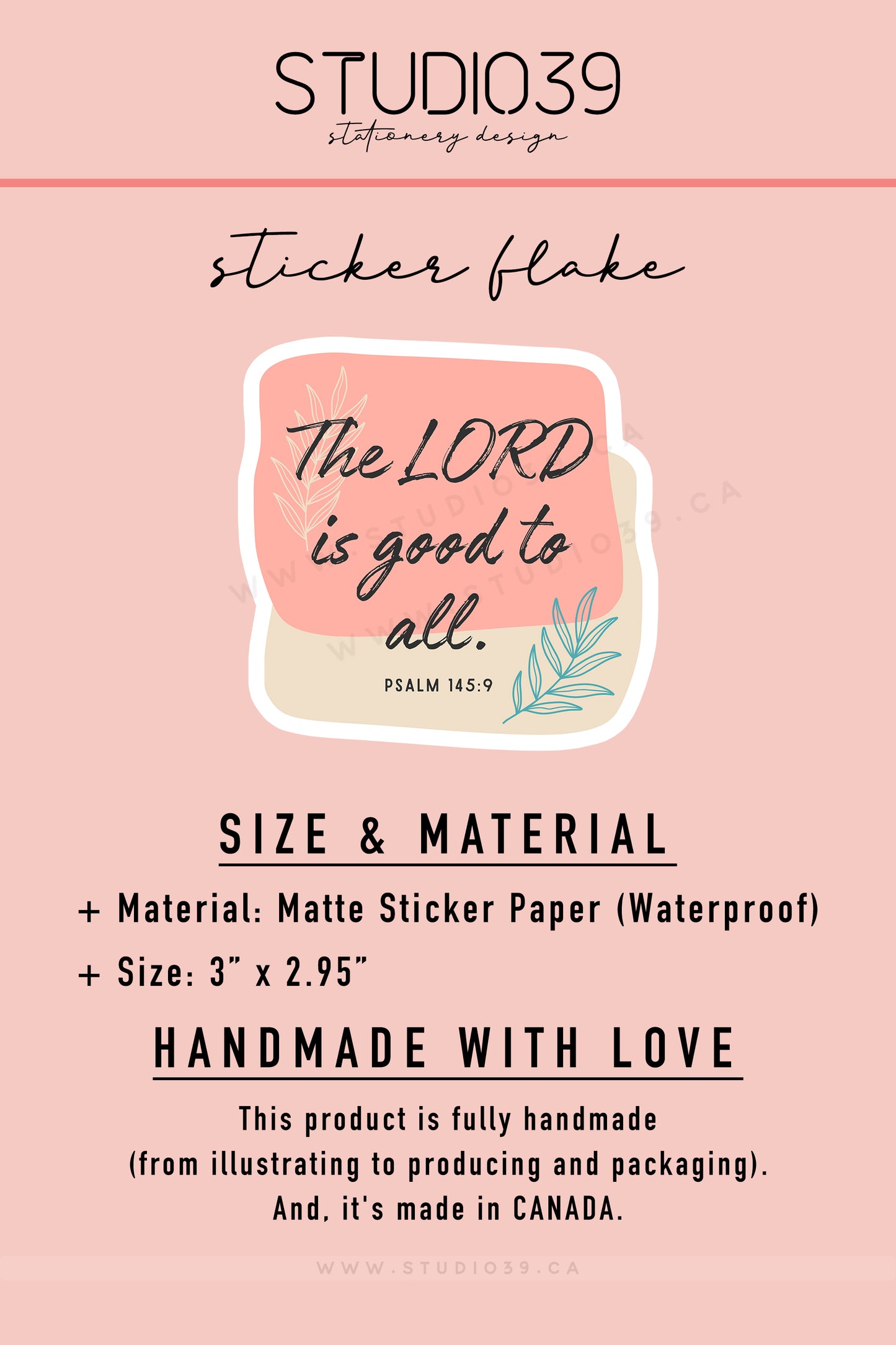 Psalm 145:9 Vinyl Sticker, Christian Scripture & Bible Verse Stickers