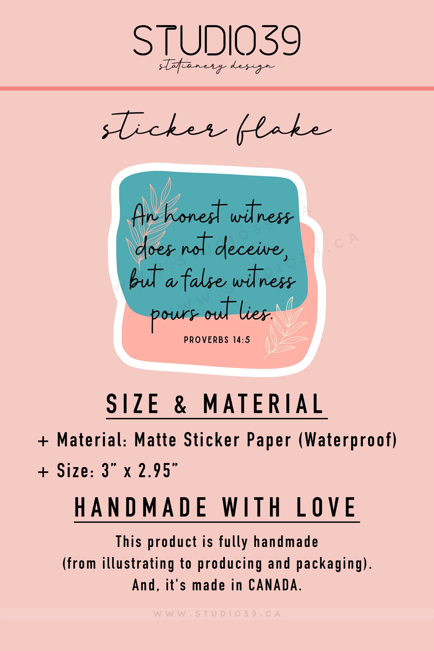 Proverbs 14:5 Vinyl Sticker, Christian Scripture & Bible Verse Stickers