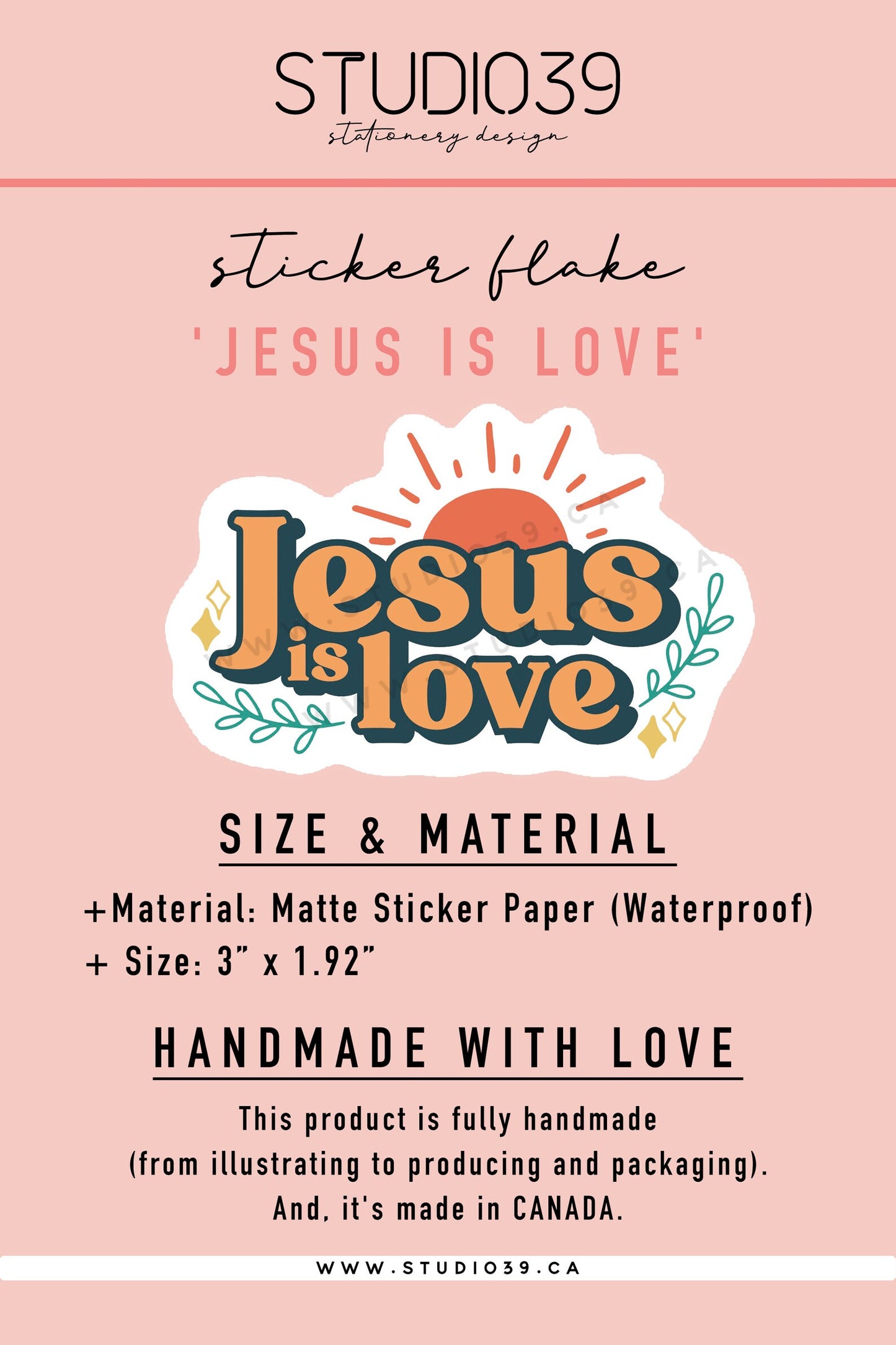Jesus is Love Vinyl Sticker, Christian Scripture & Bible Verse Stickers