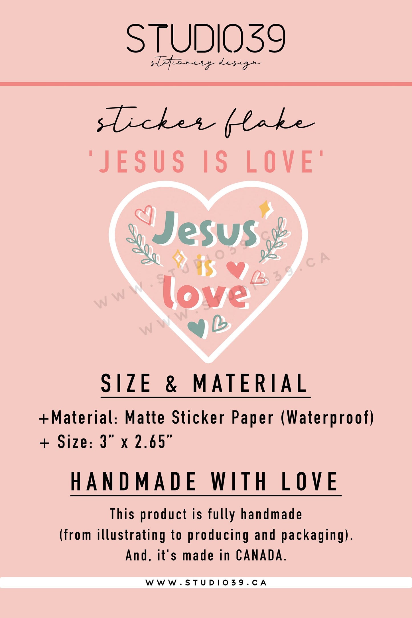 Jesus is Love Vinyl Sticker, Christian Scripture & Bible Verse Stickers