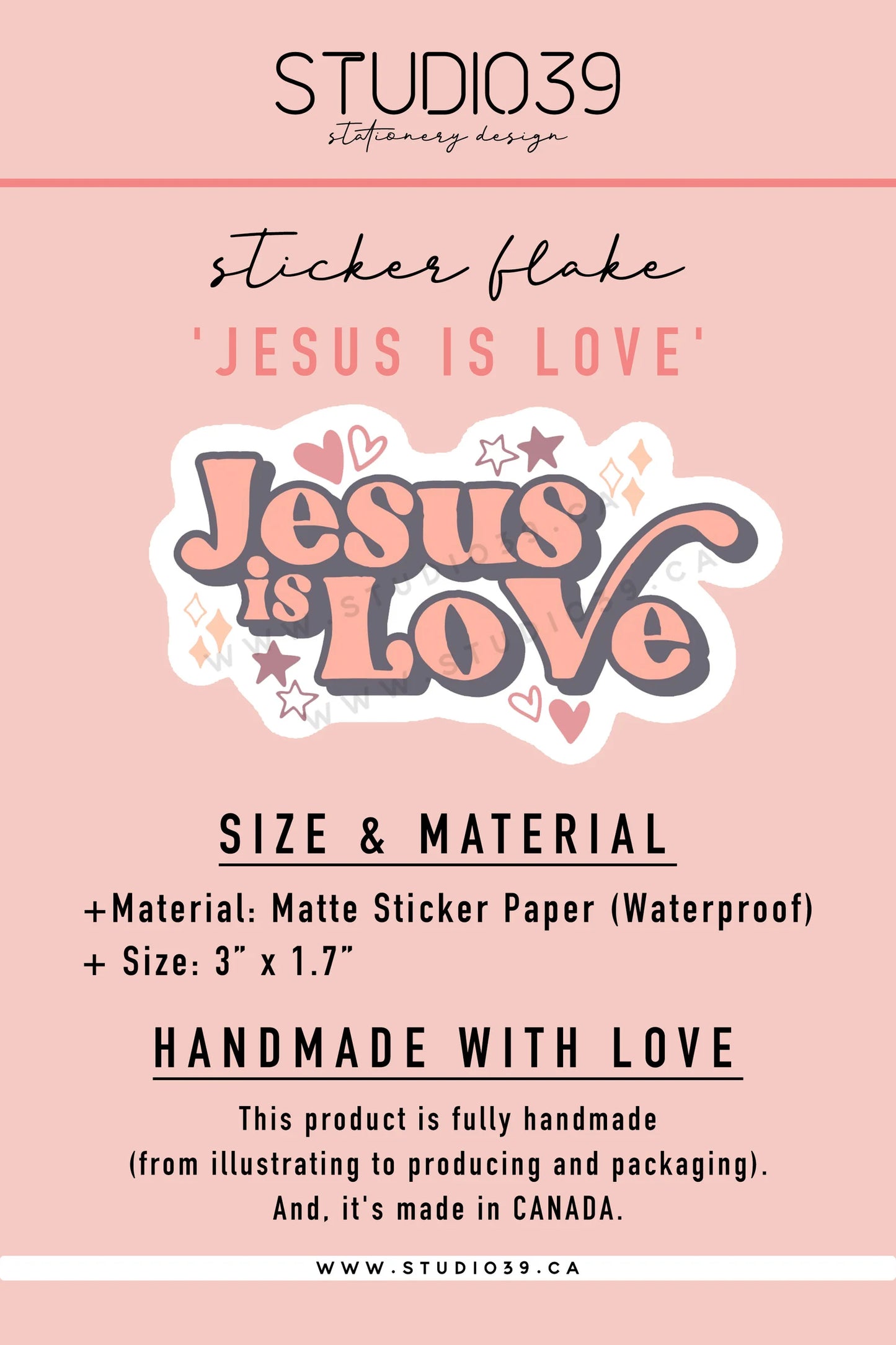 Jesus is Love Vinyl Sticker, Christian Scripture & Bible Verse Stickers