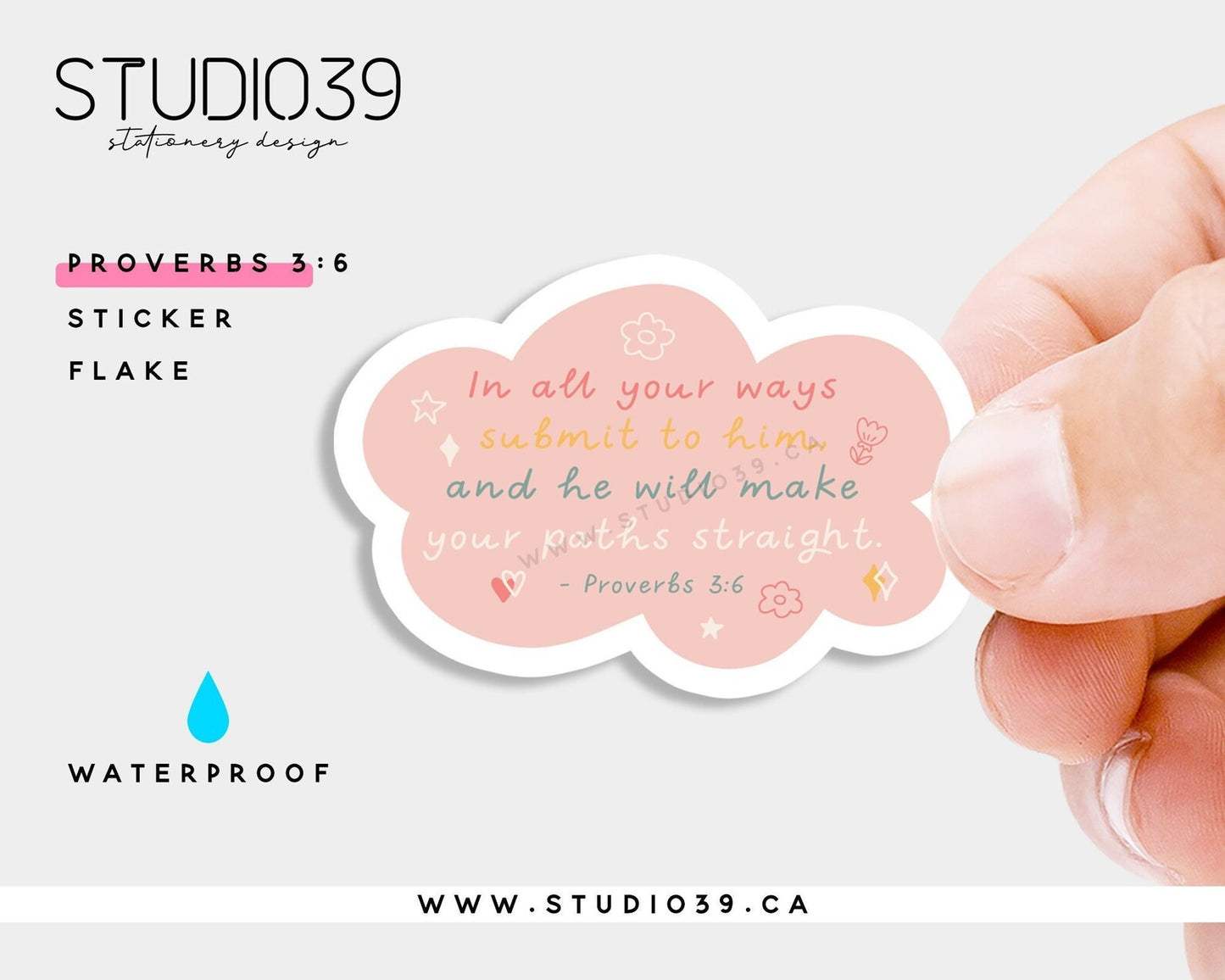 Proverbs 3:6 Vinyl Sticker, Christian Scripture & Bible Verse Stickers