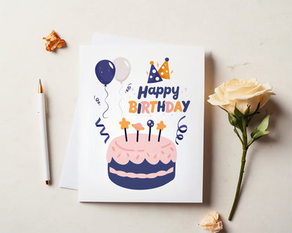 Happy Birthday Card, Funny Vintage Cake Happy Birthday Card