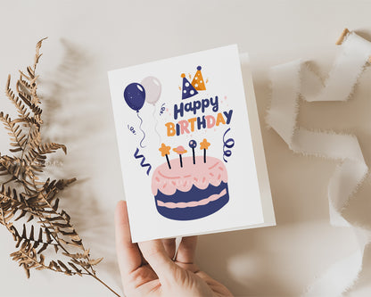 Happy Birthday Card, Funny Vintage Cake Happy Birthday Card