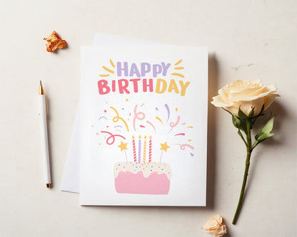 Happy Birthday Card, Funny Vintage Cake Happy Birthday Card