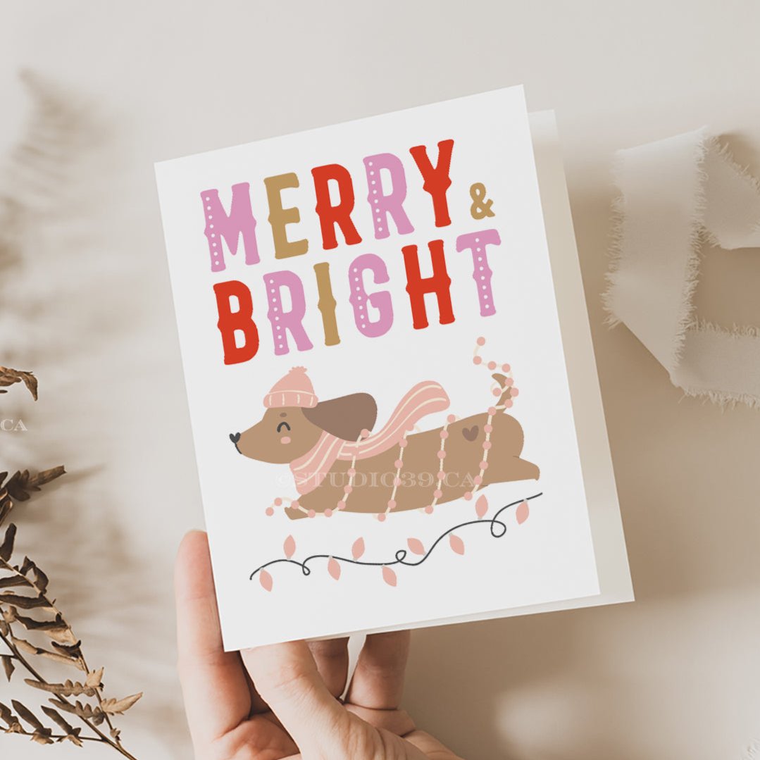 Studio39.shop_Dachshund_Pink_Christmas_Cards_Happy_Holidays_Merry_Christmas_Cards_Greeting_Cards_Seasonal_and_Holiday_Cards_cover_photo