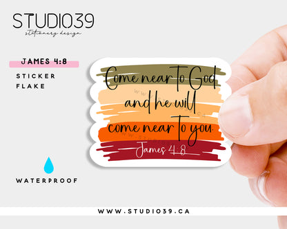 James 4:8 Vinyl Sticker, Christian Scripture & Bible Verse Stickers