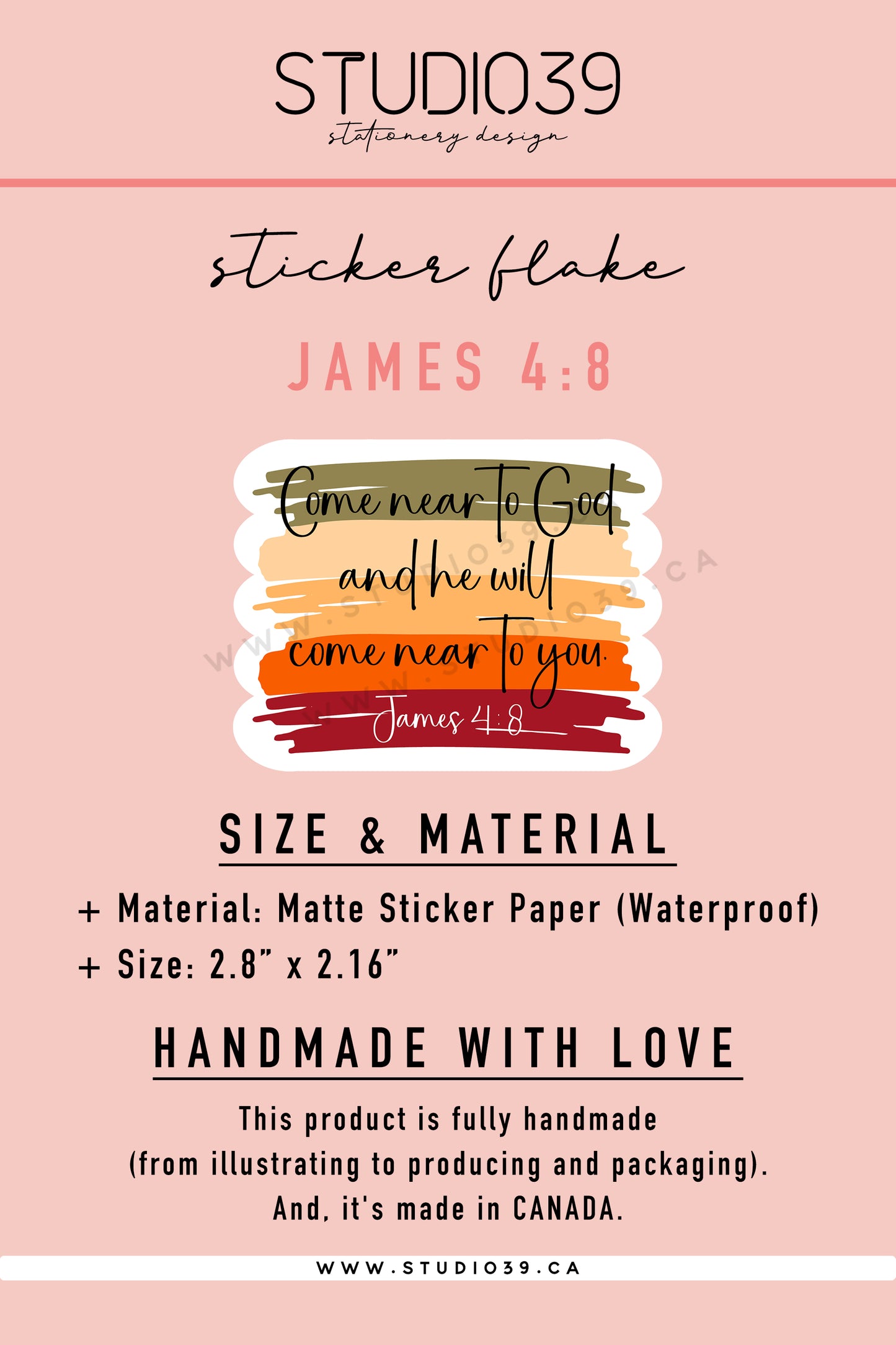 James 4:8 Vinyl Sticker, Christian Scripture & Bible Verse Stickers