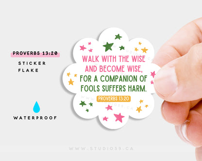 Proverbs 13:20 Vinyl Sticker, Christian Scripture & Bible Verse Stickers