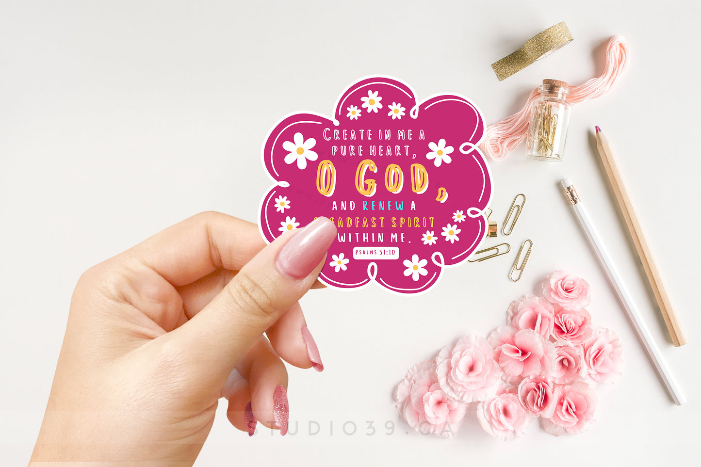 Psalms 51:10 Vinyl Sticker, Christian Scripture & Bible Verse Stickers