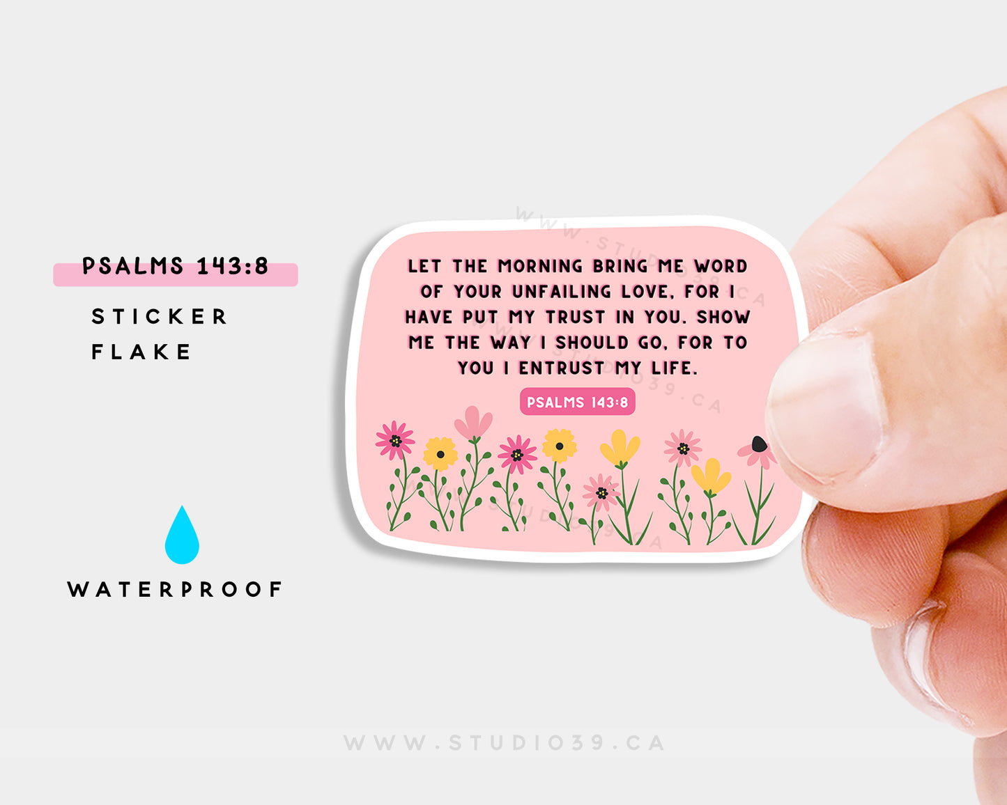 Psalms 143:8 Vinyl Flake, Christian Scripture & Bible Verse Stickers