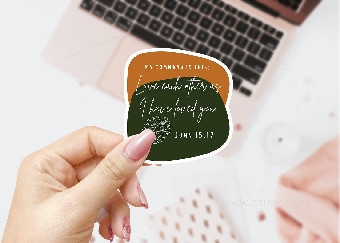 John 15:12 Vinyl Sticker, Christian Scripture & Bible Verse Stickers