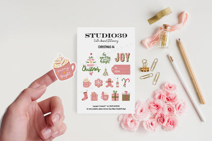 Christmas Gifts Sticker Sheet, Pink Christmas Labels, Holiday Planner Stickers