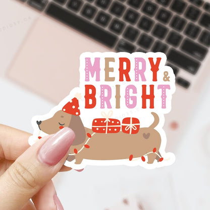 Studio39.shop_Christmas_sticker_merry_and_bright_sticker_flake_sticker_vinyl_holiday_sticker_waterproof_stickers_cover_photo