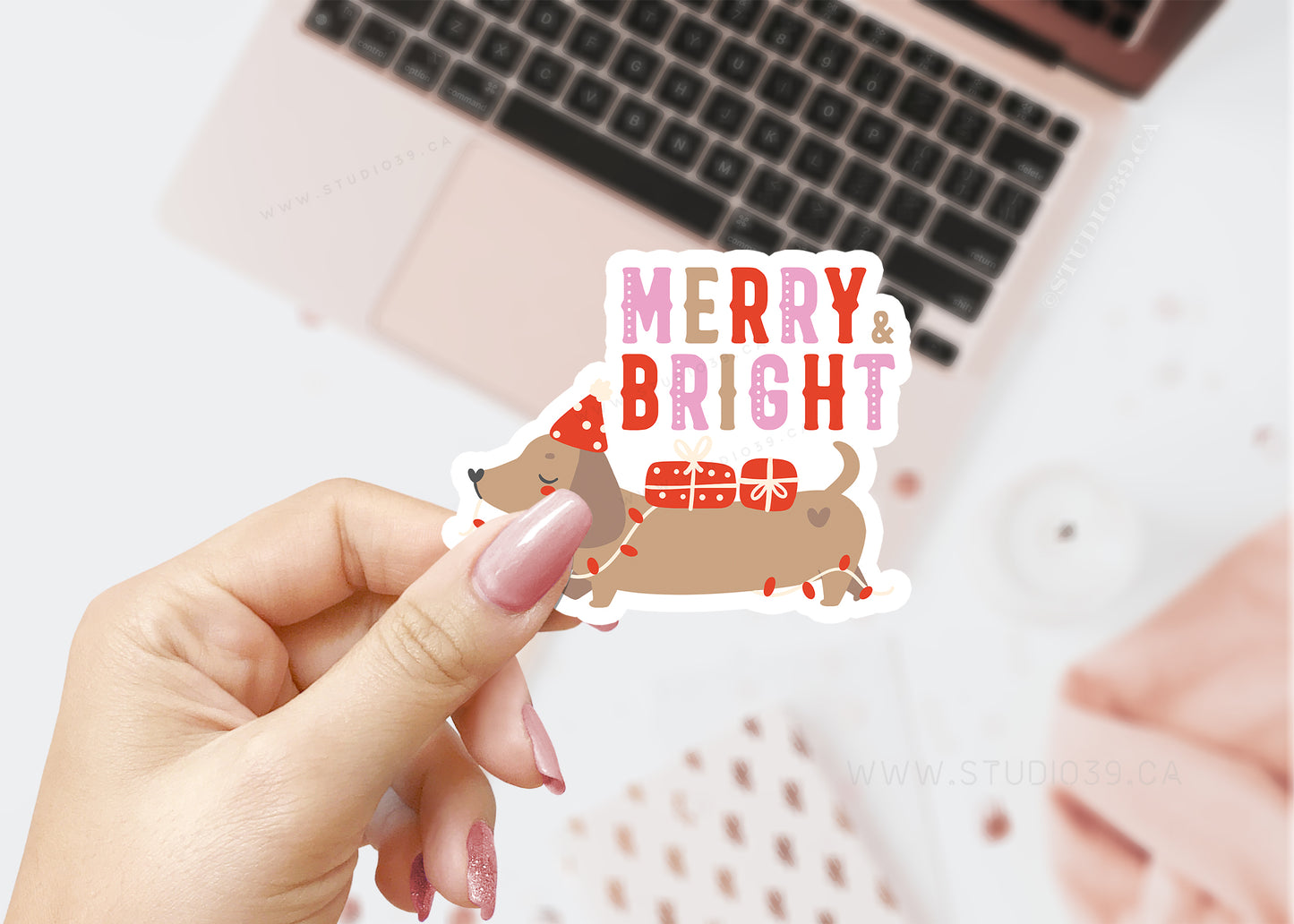 Merry & Bright Christmas Sticker Vinyl, Christmas Gift, Sticker Flake, Christmas Decor