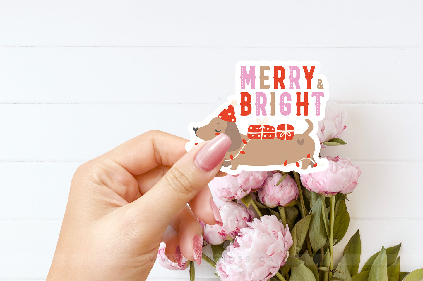 Merry & Bright Christmas Sticker Vinyl, Christmas Gift, Sticker Flake, Christmas Decor