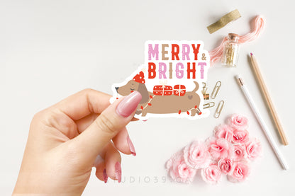 Merry & Bright Christmas Sticker Vinyl, Christmas Gift, Sticker Flake, Christmas Decor