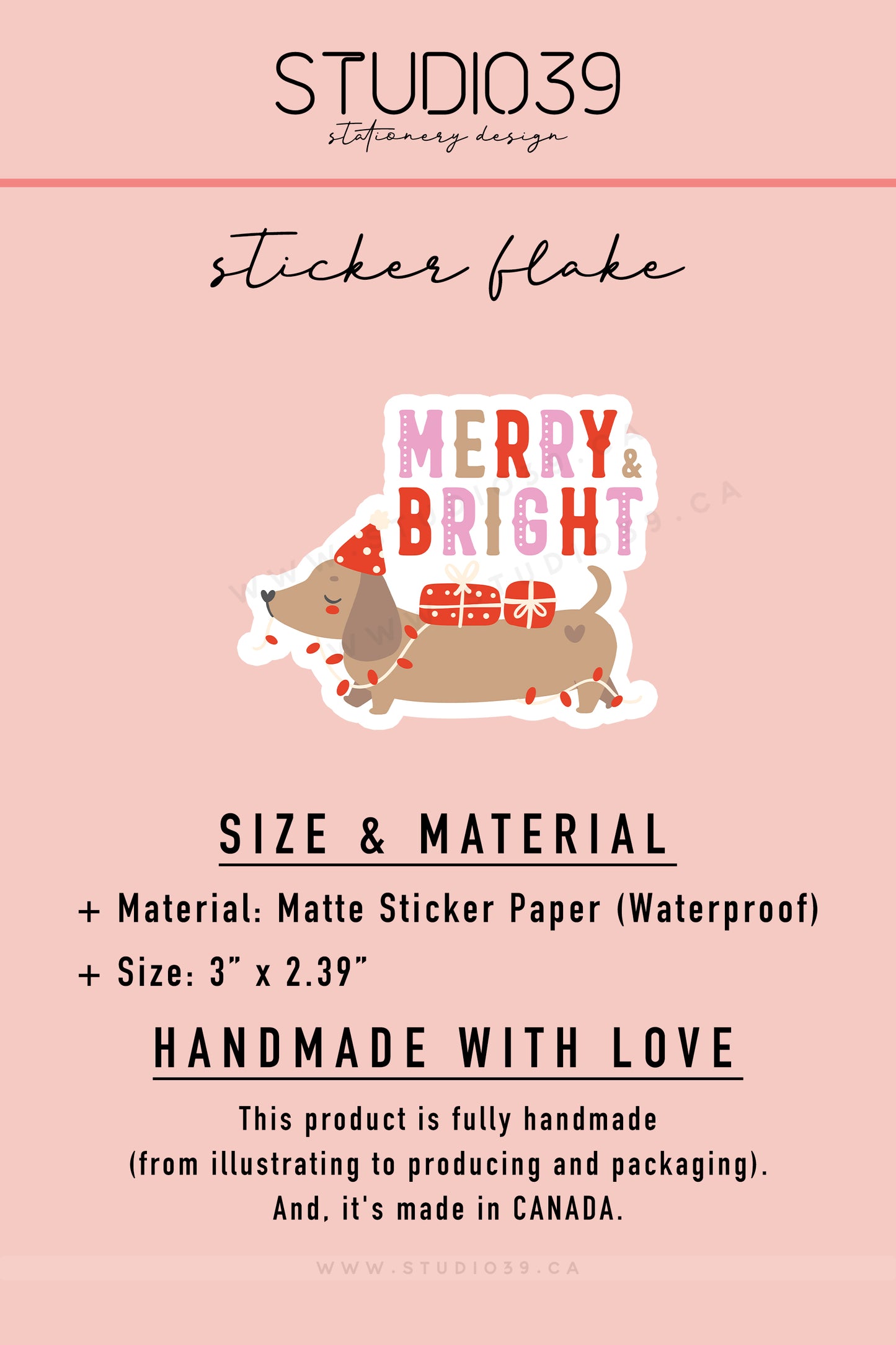 Merry & Bright Christmas Sticker Vinyl, Christmas Gift, Sticker Flake, Christmas Decor