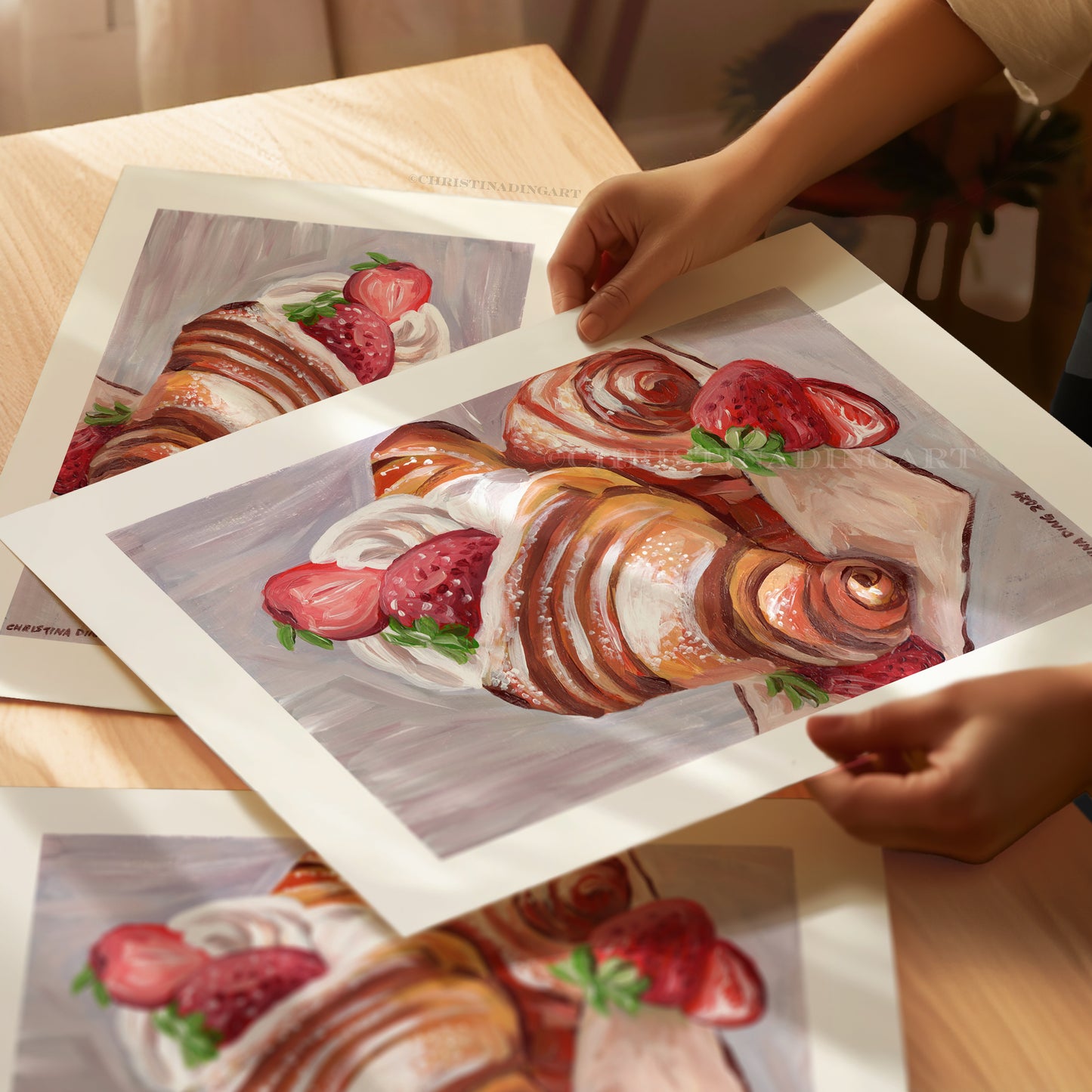 Strawberry and Croissant - Fine Art Print, Giclée Print, Home Décor, Wall Art