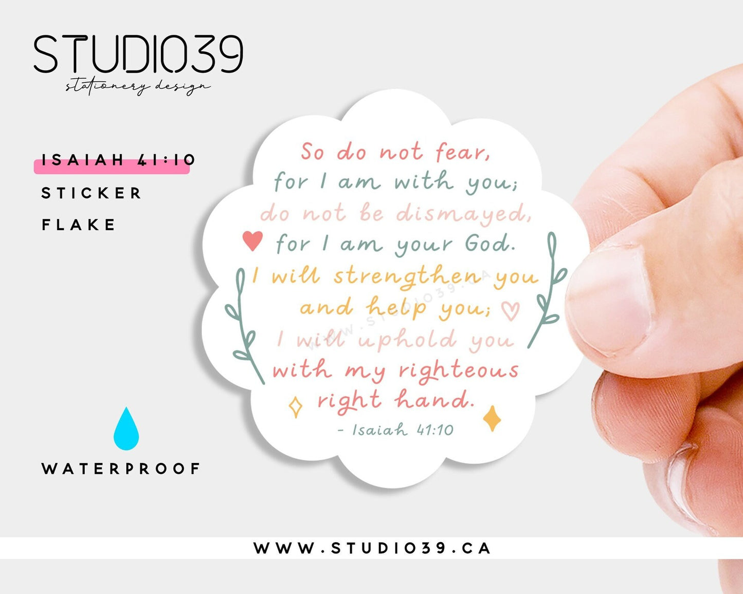 Isaiah 41:10 Vinyl Sticker, Christian Scripture & Bible Verse Stickers