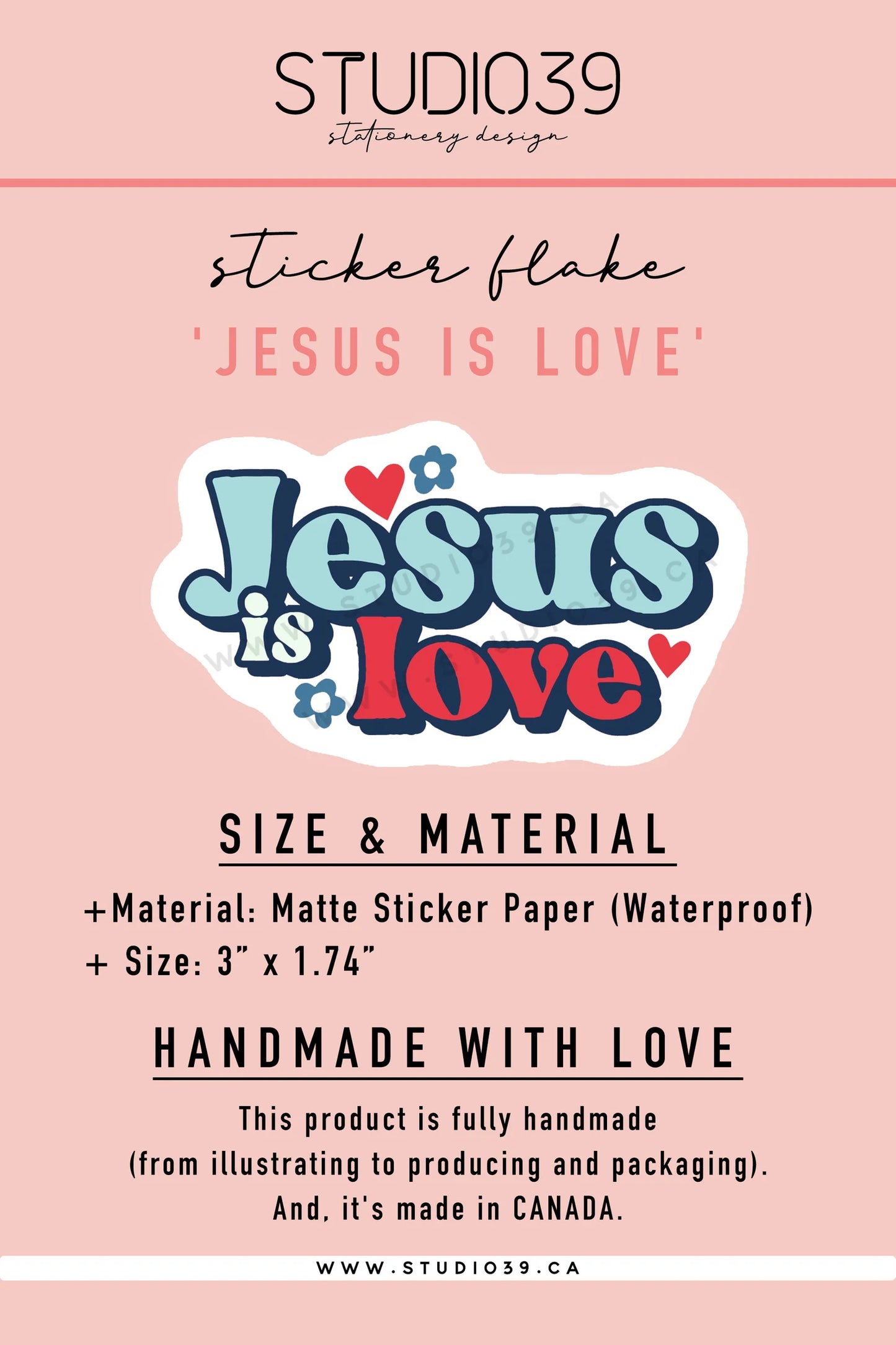 Jesus is Love Vinyl Sticker, Christian Scripture & Bible Verse Stickers