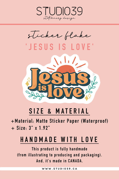 Jesus is Love Vinyl Sticker, Christian Scripture & Bible Verse Stickers