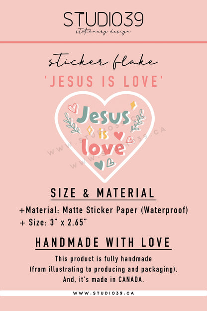 Jesus is Love Vinyl Sticker, Christian Scripture & Bible Verse Stickers