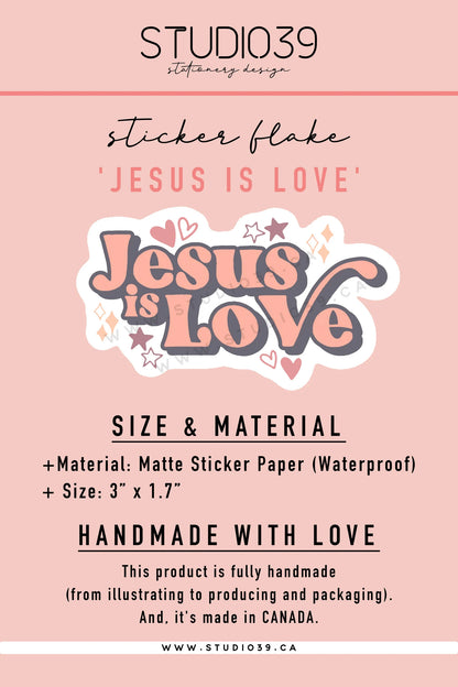 Jesus is Love Vinyl Sticker, Christian Scripture & Bible Verse Stickers