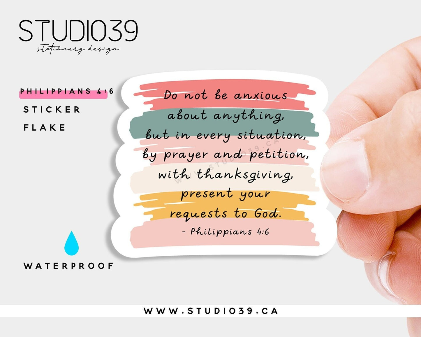 Philippians 4:6 Vinyl Sticker, Christian Scripture & Bible Verse Stickers