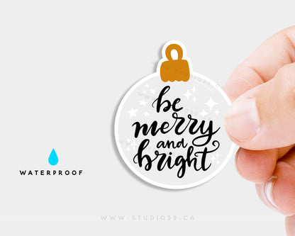 Christmas Sticker Vinyl, Be Merry and Bright, Christmas Gift, Sticker Flake, Christmas Decor