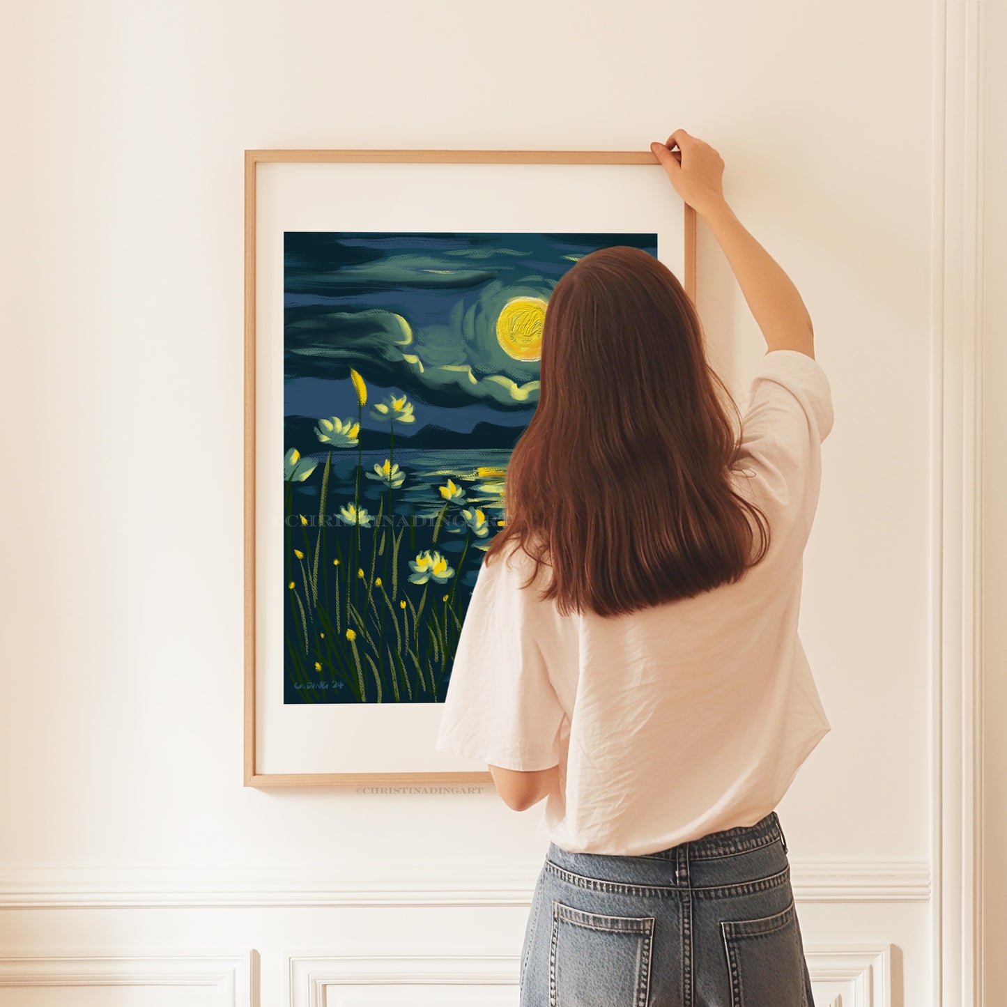 Water Lily Night - Fine Art Print, Giclée Print, Home Décor, Wall Art