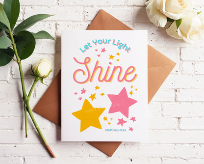 Matthew 5:16, Let Your Light Shine, Christian Greeting Card